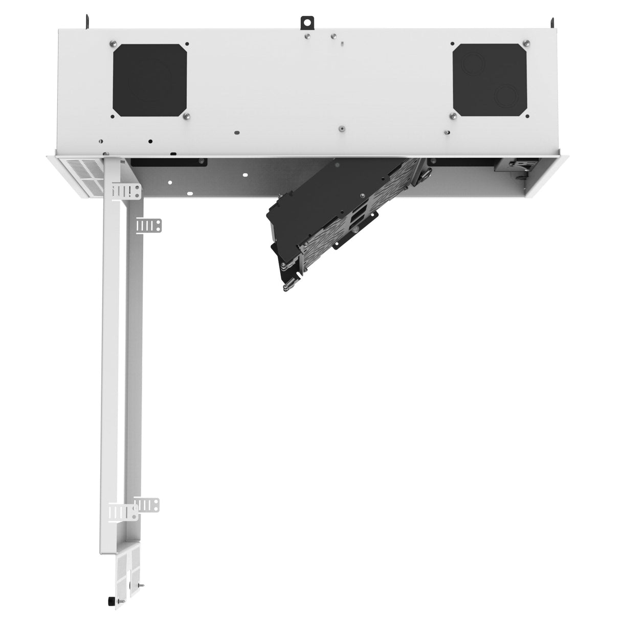AtlasIED CR212 Series Ceiling-Mount Rack with 2RU Half-Width AmbiTILT Shelf and Integrated AC Power Pack, Fits 12-Inch by 24-Inch Ceiling Tiles