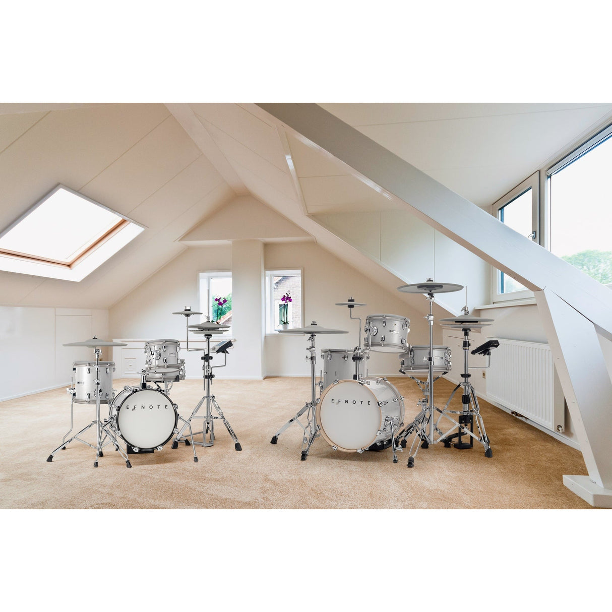 EFNOTE mini Acoustic Designed Electronic Drum Set, White Sparkle Finish