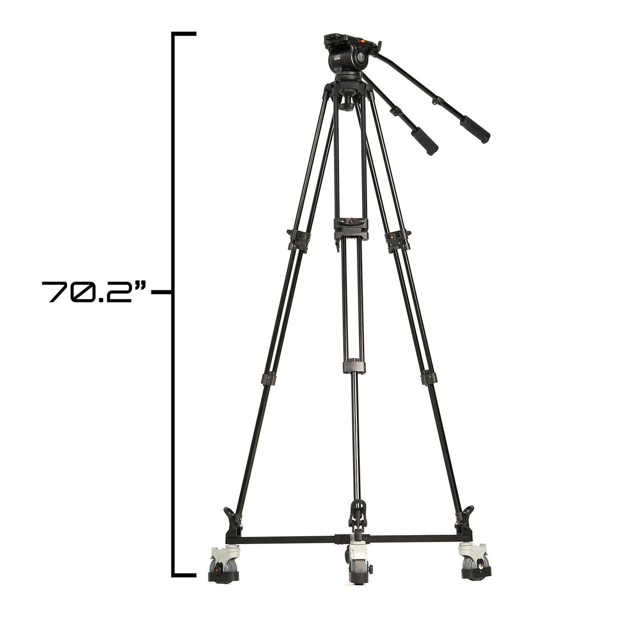 Ikan EG20A2D 2-Stage Aluminum 100mm Fluid Head Tripod and Dolly Kit with Counterbalance