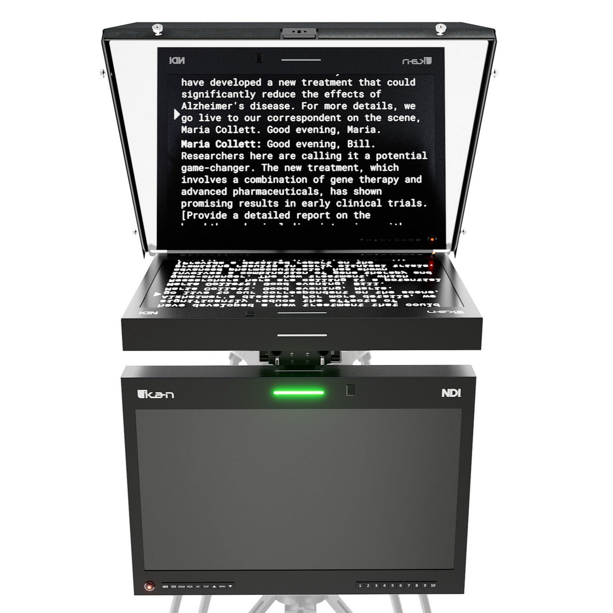 Ikan PT419W-NDI-TMN-TK Aura 19-Inch POE++ NDI Teleprompter Talent Monitor with Full Encoding/Decoding IP Tally Light