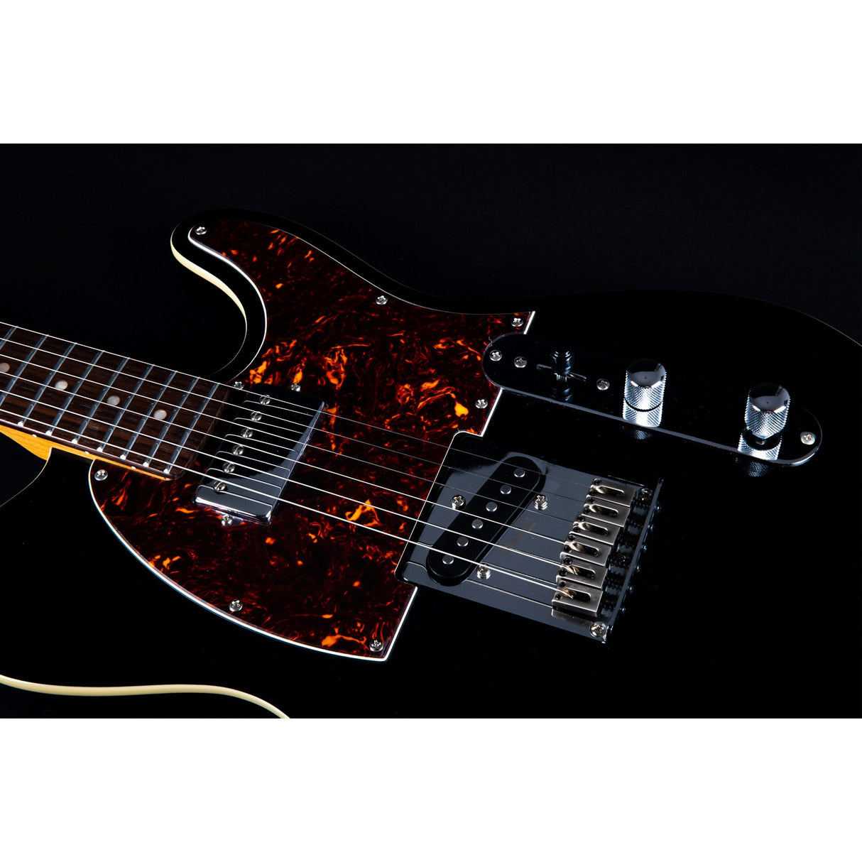 Jet Guitars JT-350 BK R SH Basswood Body Electric Guitar with Roasted Maple Neck and Rosewood Fretboard