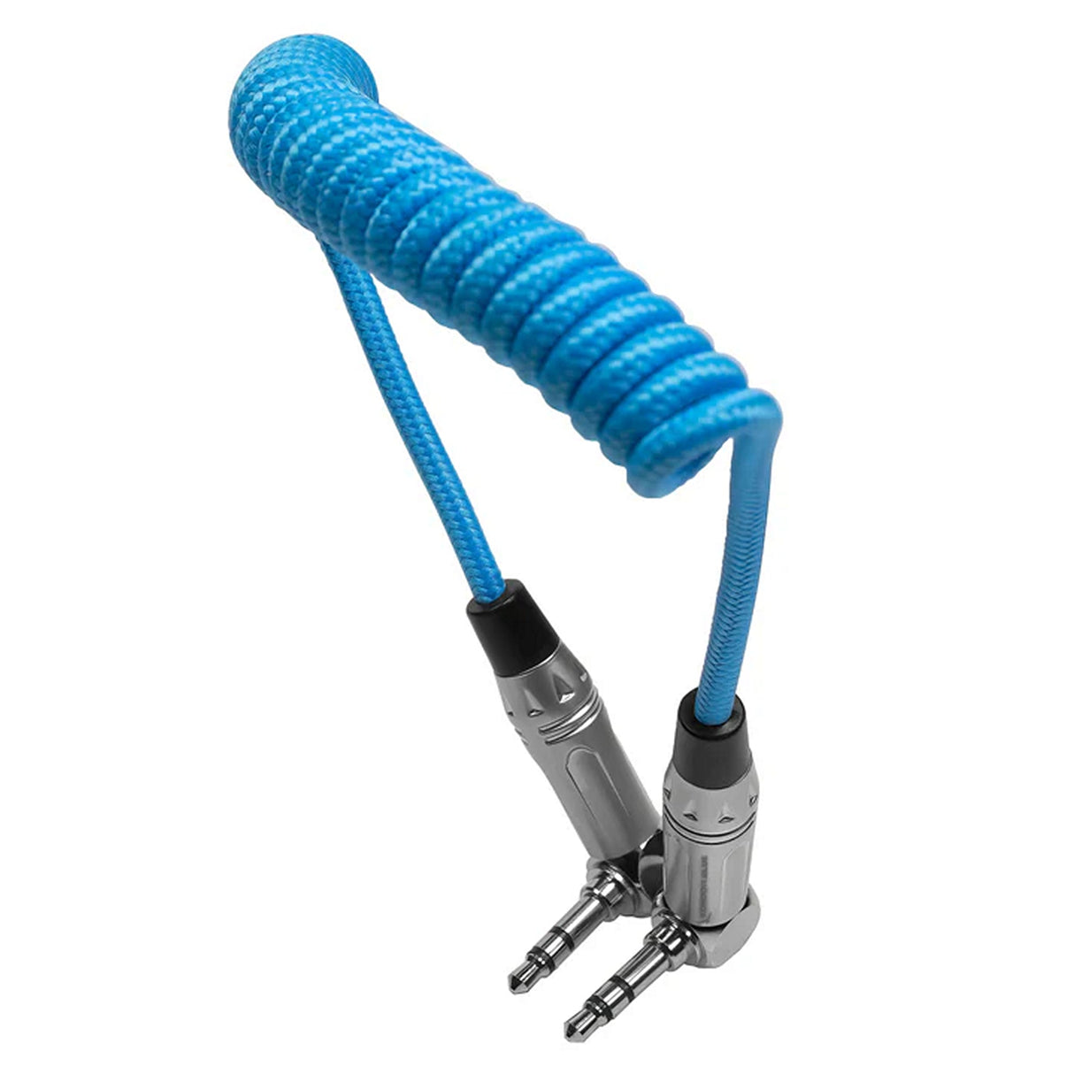 Kondor Blue Coiled 3.5mm Right Angle TRS Stereo Audio Cable 24-Inch