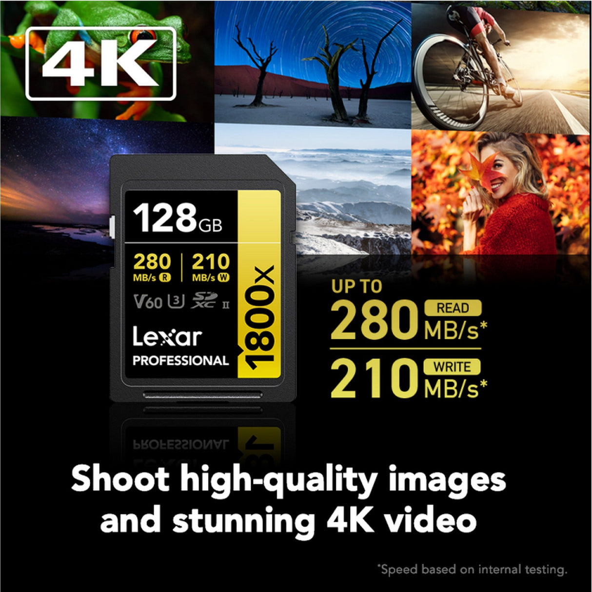 Lexar Professional Gold Series 1800x SDXC UHS-II Memory Card, 128GB