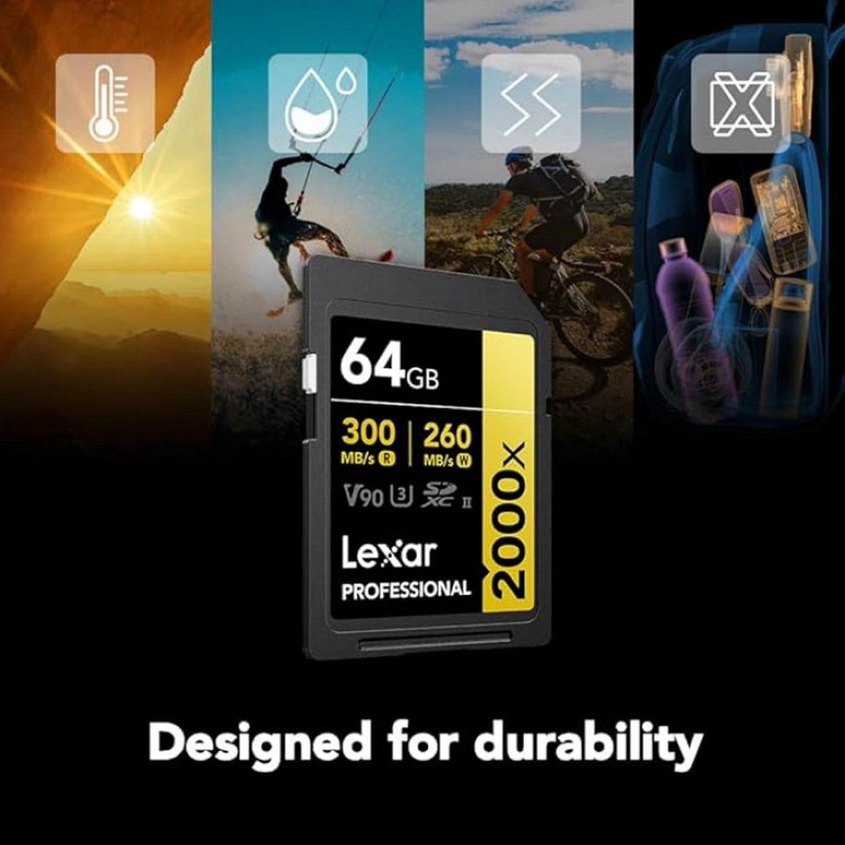 Lexar Professional GOLD Series 2000x SDHC/SDXC UHS-II Memory Card, 64GB