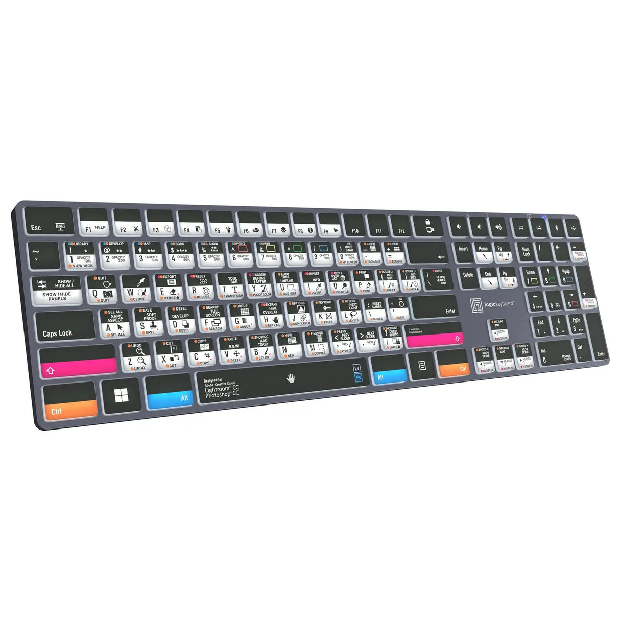 Logickeyboard TITAN Wireless Backlit Keyboard for Adobe Photographer US Windows