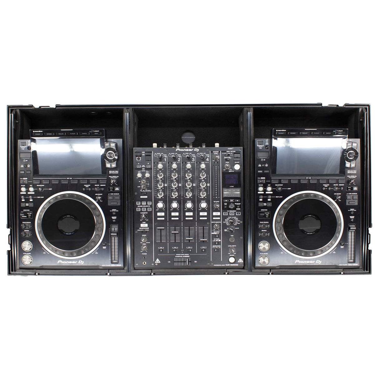 Odyssey Universal 12-Inch DJ Mixer and 2 Media Players Flight Coffin Case with Glide Platform