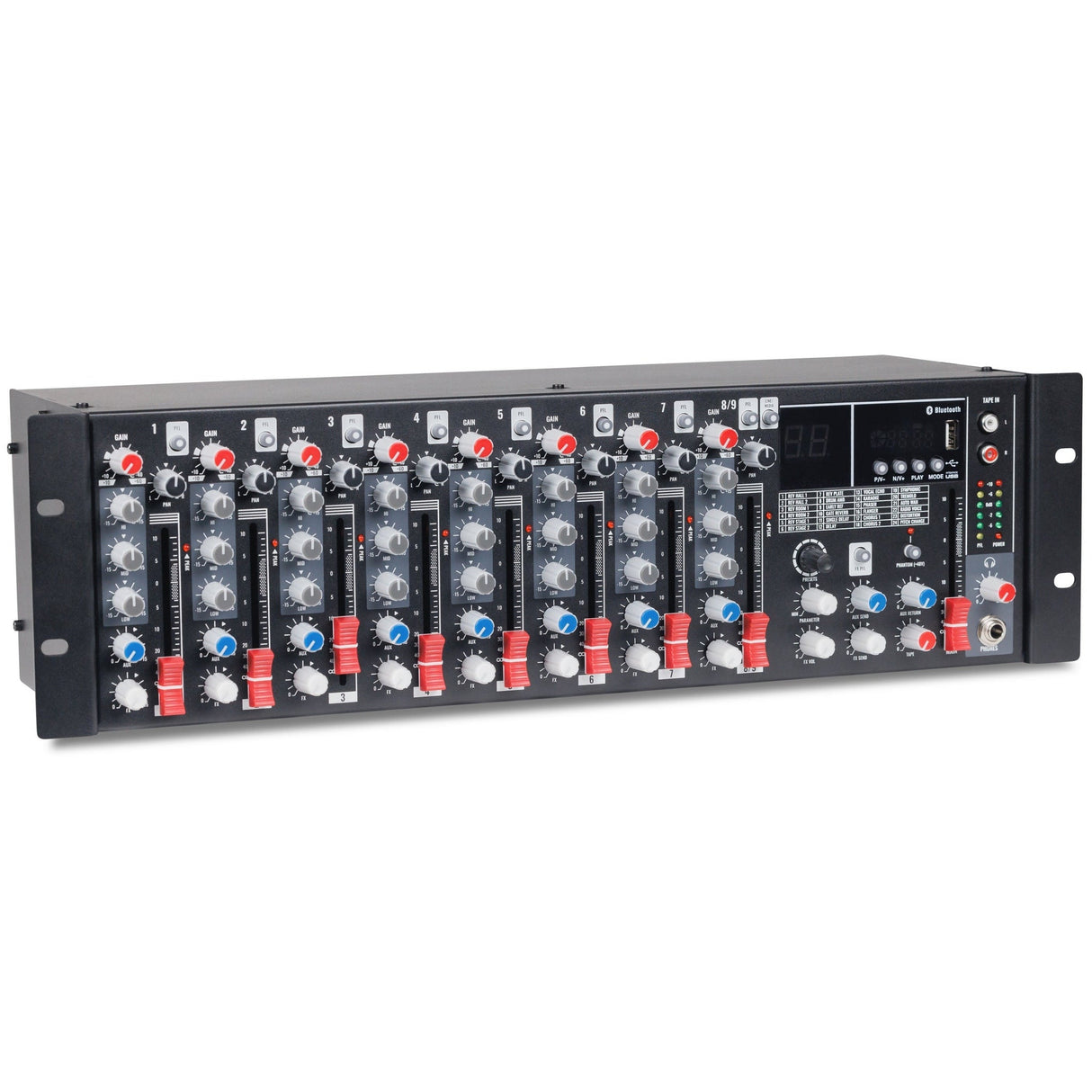 Pure Resonance Audio MX9 9-Channel Rack Mount Mixer with Bluetooth and Effects
