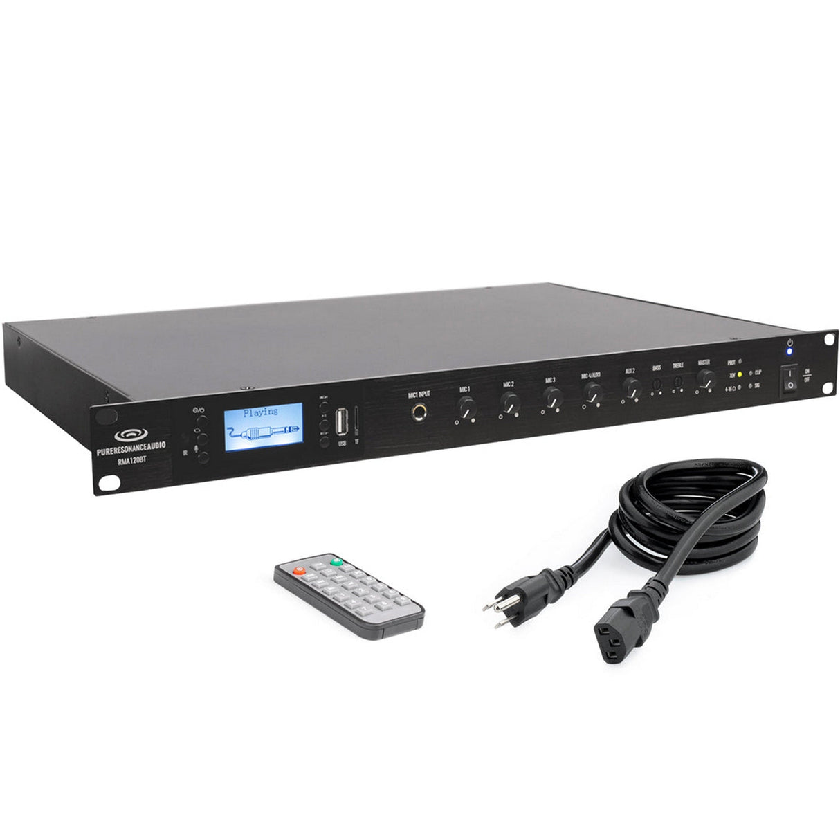 Pure Resonance Audio RMA120BT 5-Channel 120W Rack Mount Mixer Amplifier with Bluetooth