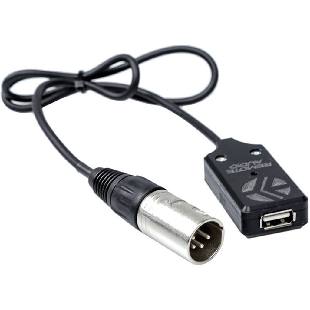 Remote Audio CAX4MUSB XLR4 Male to USB 3A 5V Power Converter Cable 2 ft