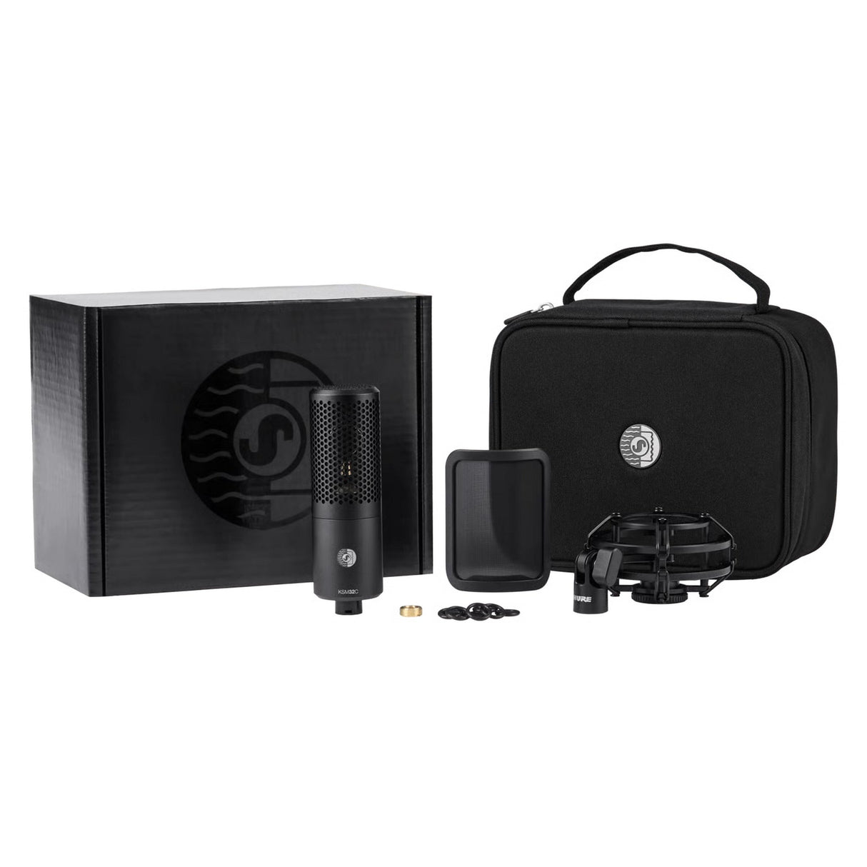 Shure KSM32C/SM Cardioid Condenser Microphone Studio Kit with Shock Mount, Magnetic Pop Filter, Case, and Threaded Adapter