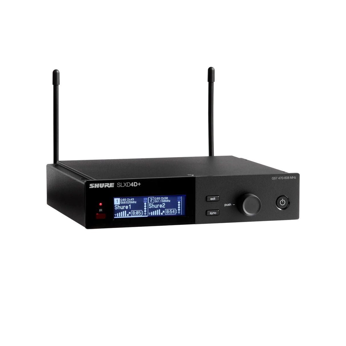 Shure SLXD4D+TA TAA Compliant Dual-Channel Digital Wireless Rackmount Receiver, G57 470-608 MHz