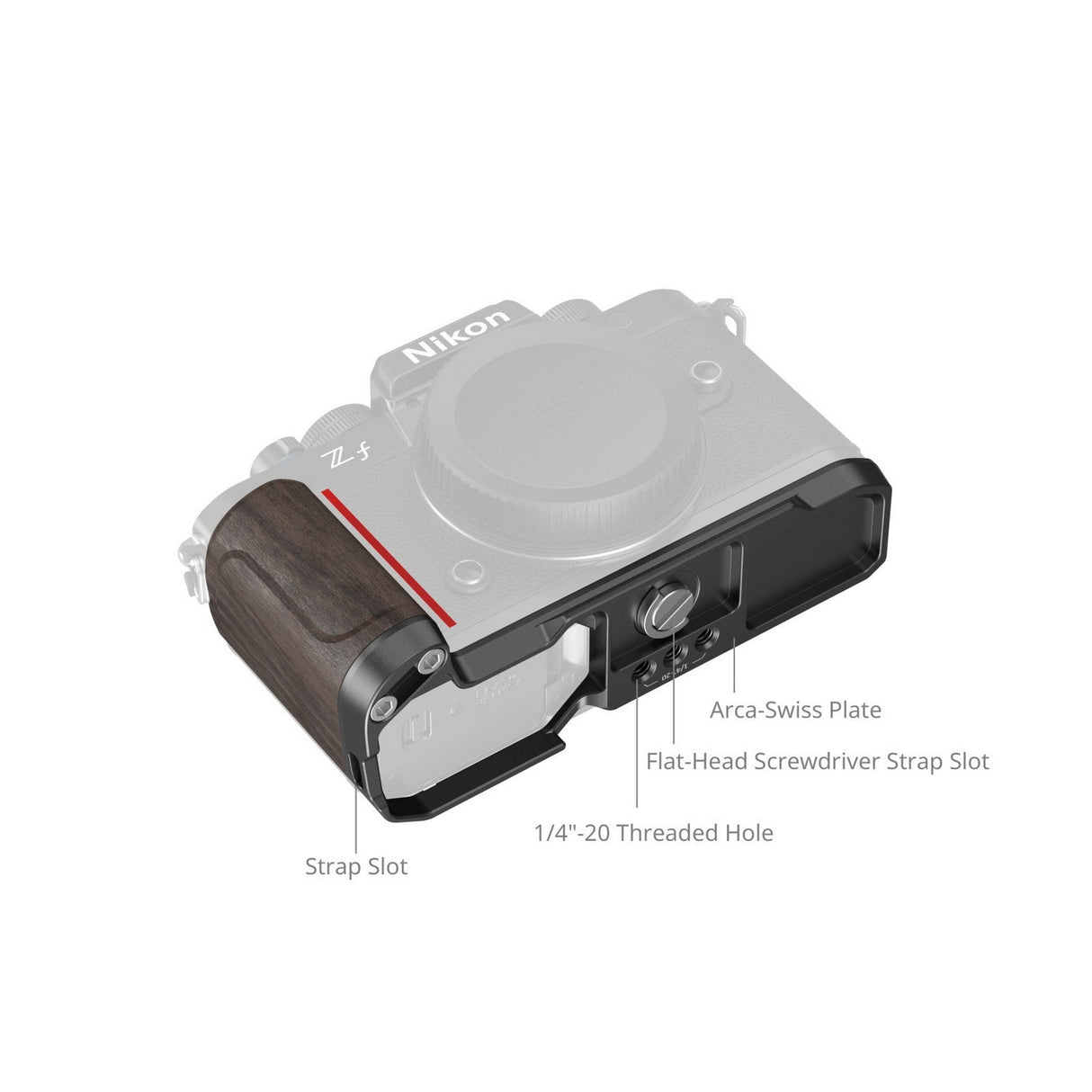 SmallRig 4801 L-Shape Mount Plate with Wooden Handle for Nikon Z f 4801