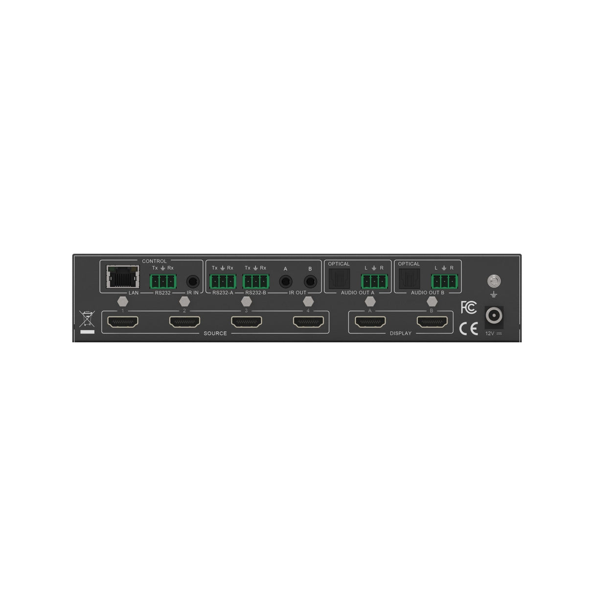 VigilLink HDMI 4x2 Matrix Switch with 4K HDR and Audio Extraction