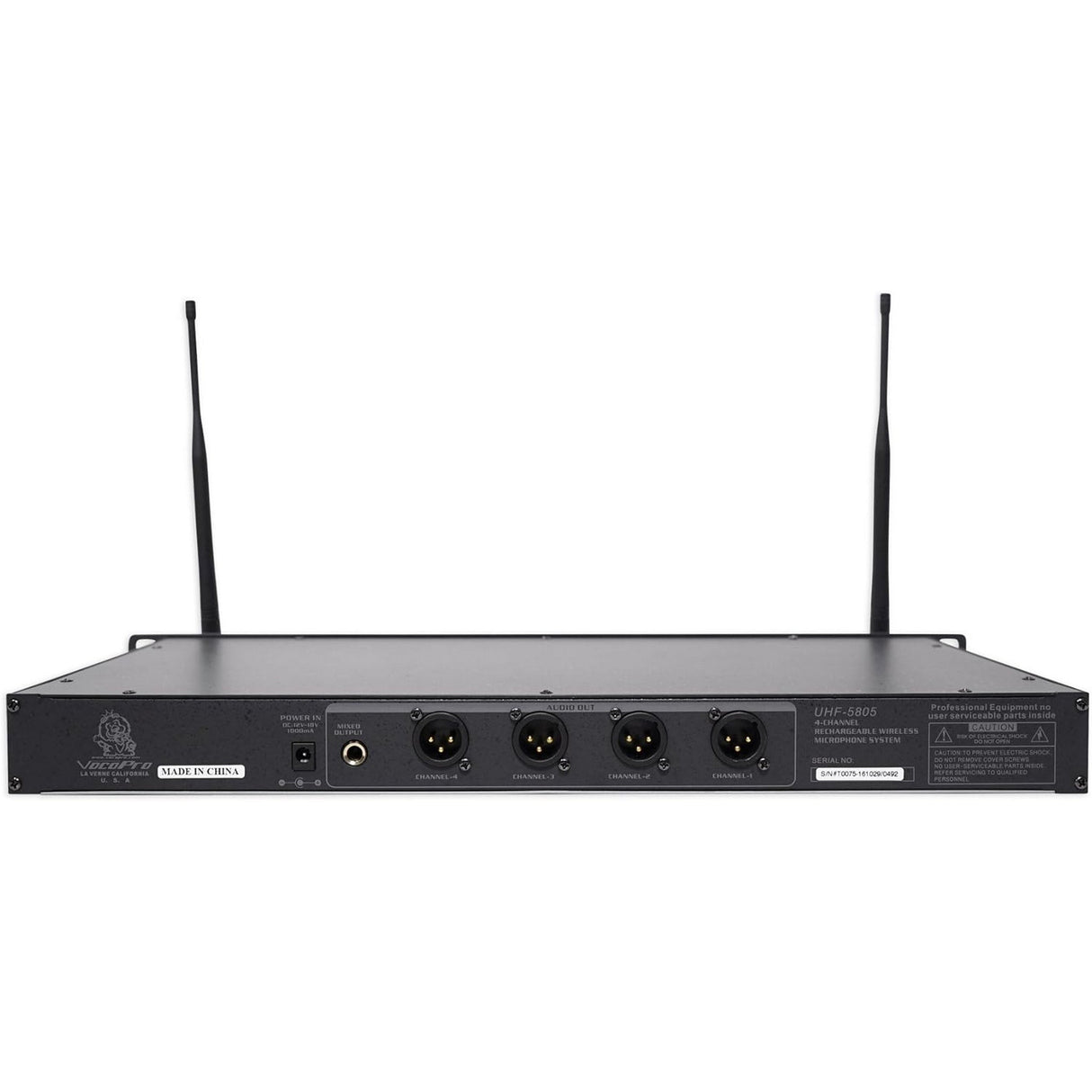 VocoPro UHF-5805-9 Rechargeable 4-Channel UHF Wireless Microphone System