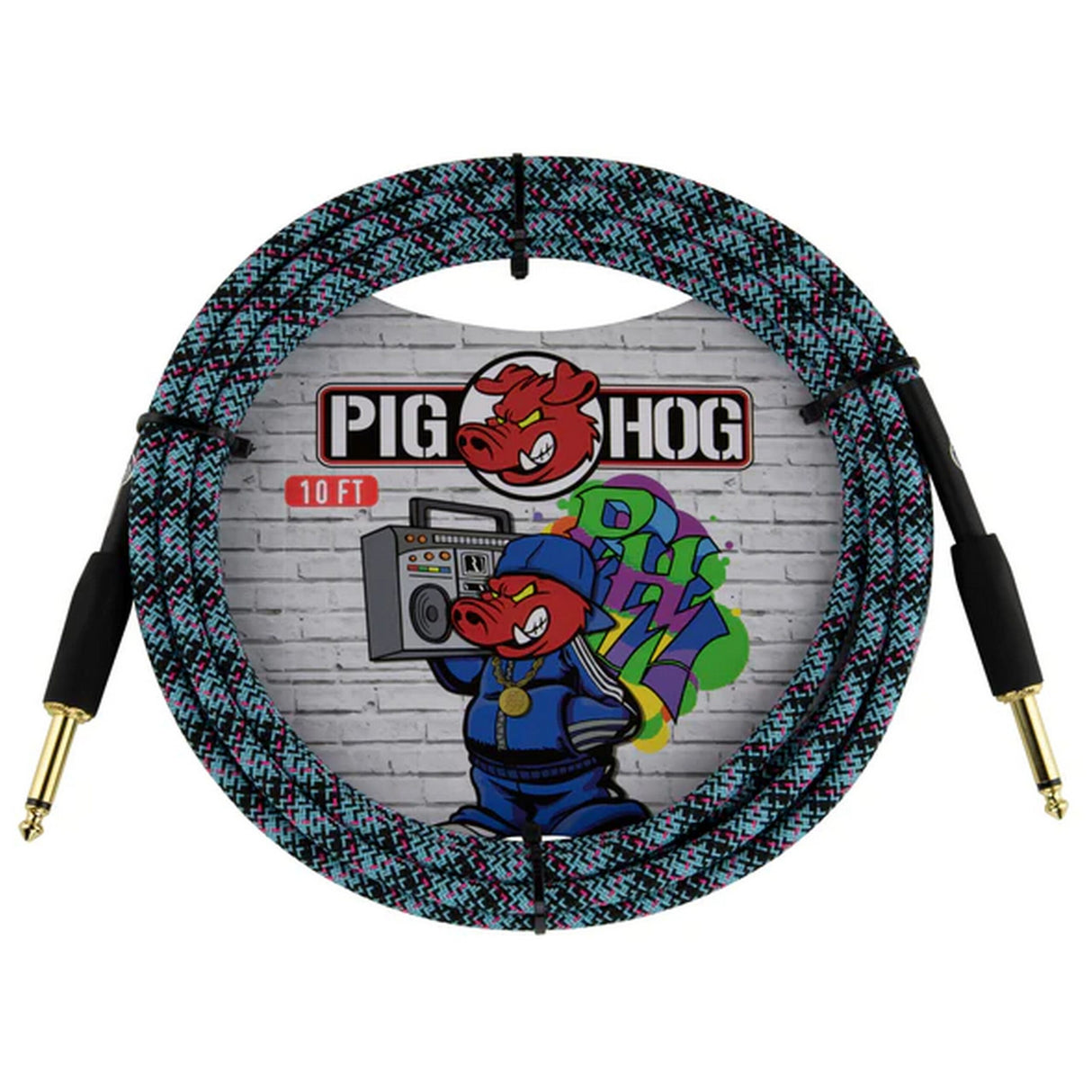Pig Hog PCH10GBL Blue Graffiti Instrument Cable 10-Feet Straight