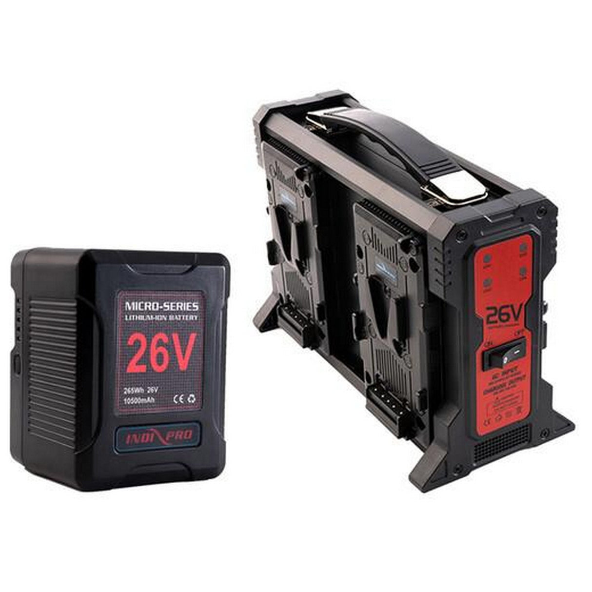 IndiPRO VM26VKT Micro-Series 26V 260Wh Lithium-Ion Battery and 26V Charger Kit V-Mount
