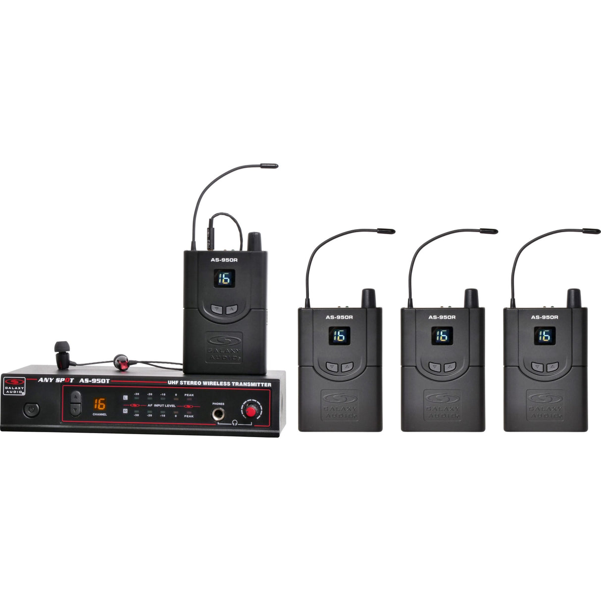 Galaxy Audio AS-950-4P2 16 Channel Stereo Wireless Personal In-Ear Monitor System 470-494 MHz