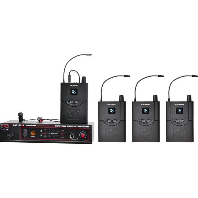 Galaxy Audio AS-950-4P2 16 Channel Stereo Wireless Personal In-Ear Monitor System 470-494 MHz