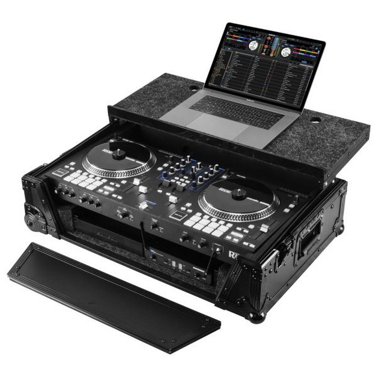 Odyssey Flight 1U Case in Black with Patented Glide Platform and Corner Wheels for Rane