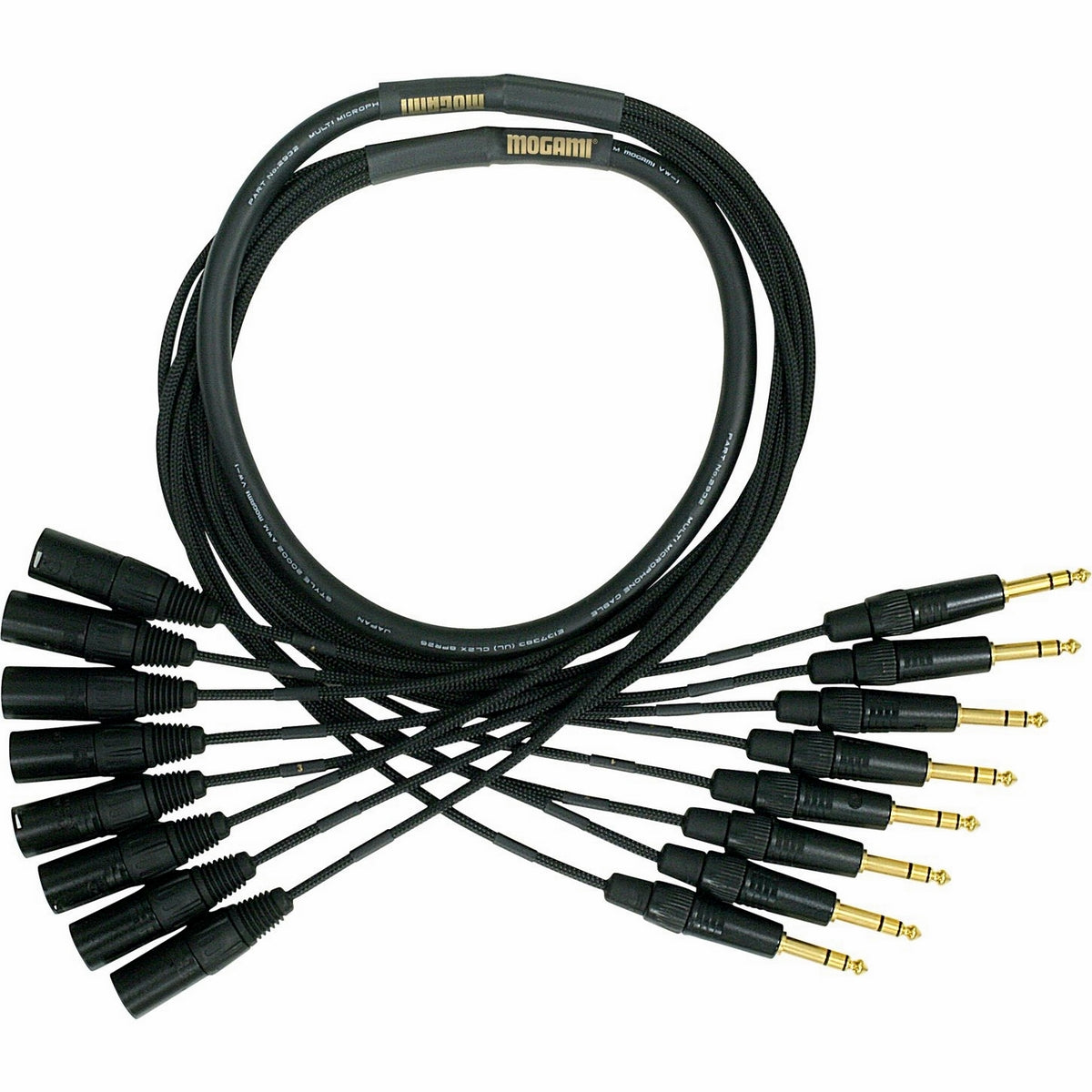Mogami GOLD 8 TRSXLRM-15 8-channel male 1/4 TRS XLR Snake Cable 15 ft