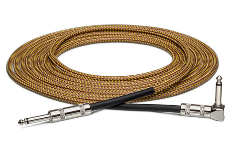 Hosa GTR-518R Straight to Right-Angle Tweed Guitar Cable 18 Foot - accessories