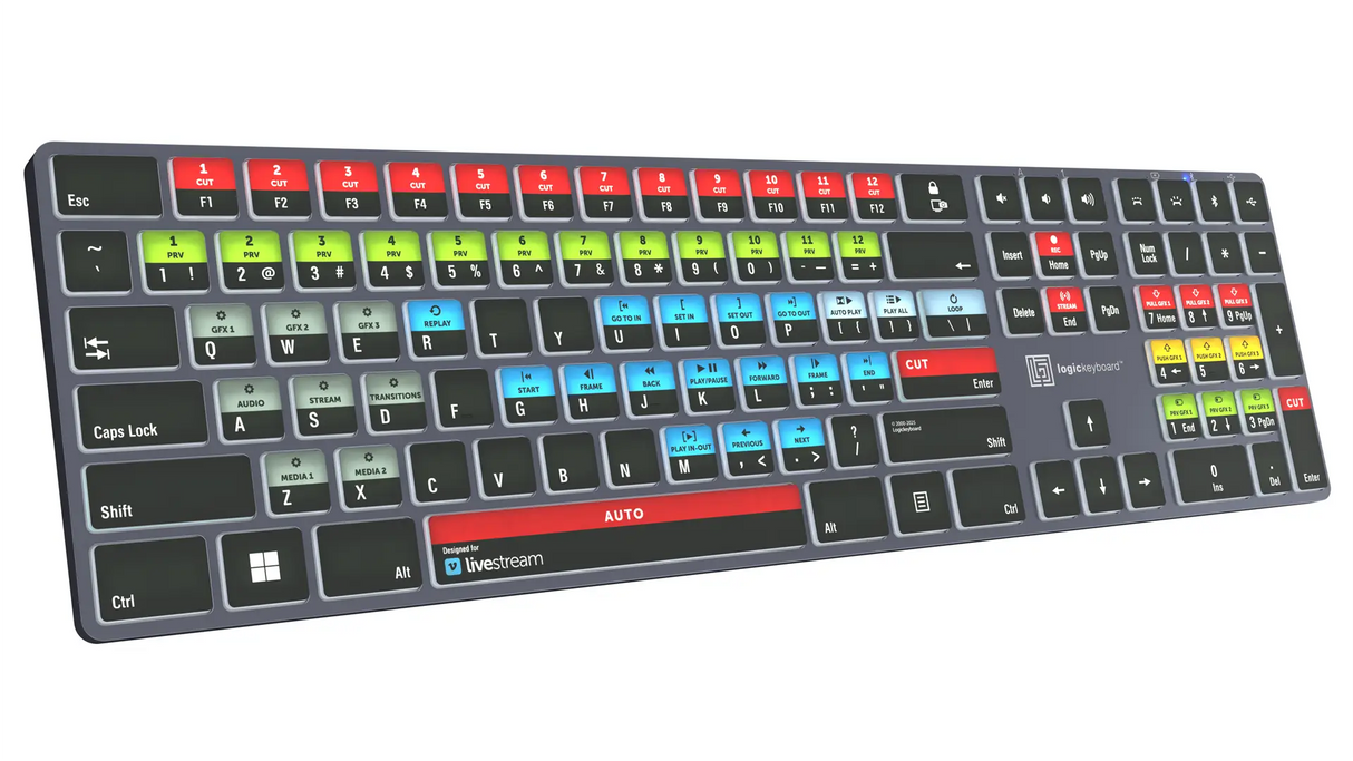Logickeyboard TITAN Vimeo Livestream Wireless Backlit Keyboard for Windows