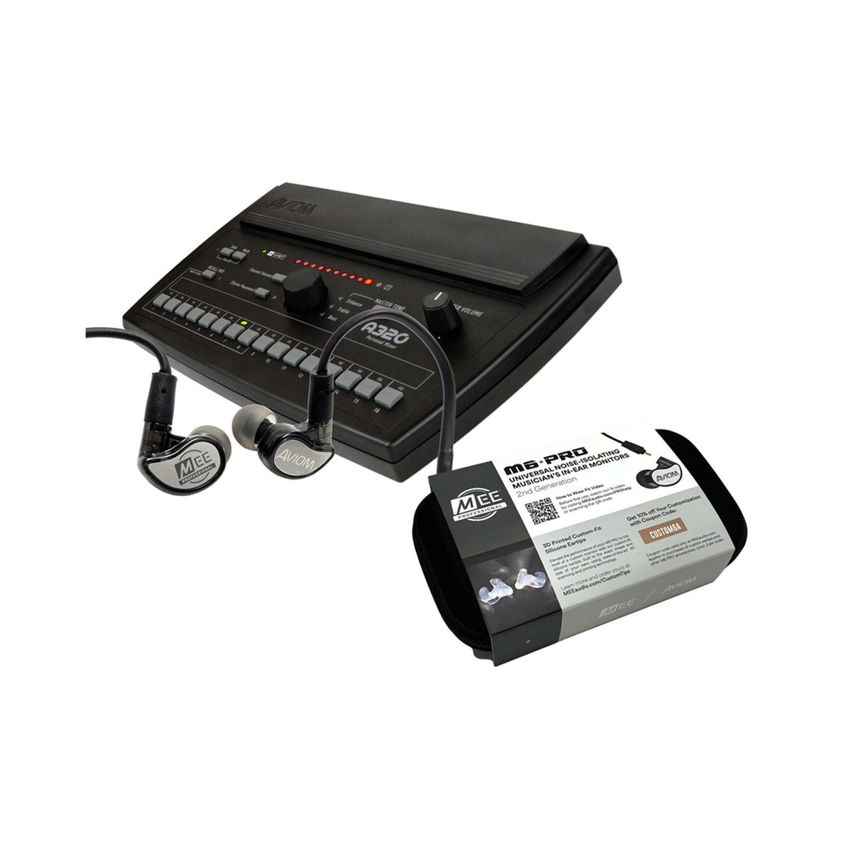 Aviom A320-MEE 64 Channel Personal Mixer with M6 Pro In-Ear Monitors