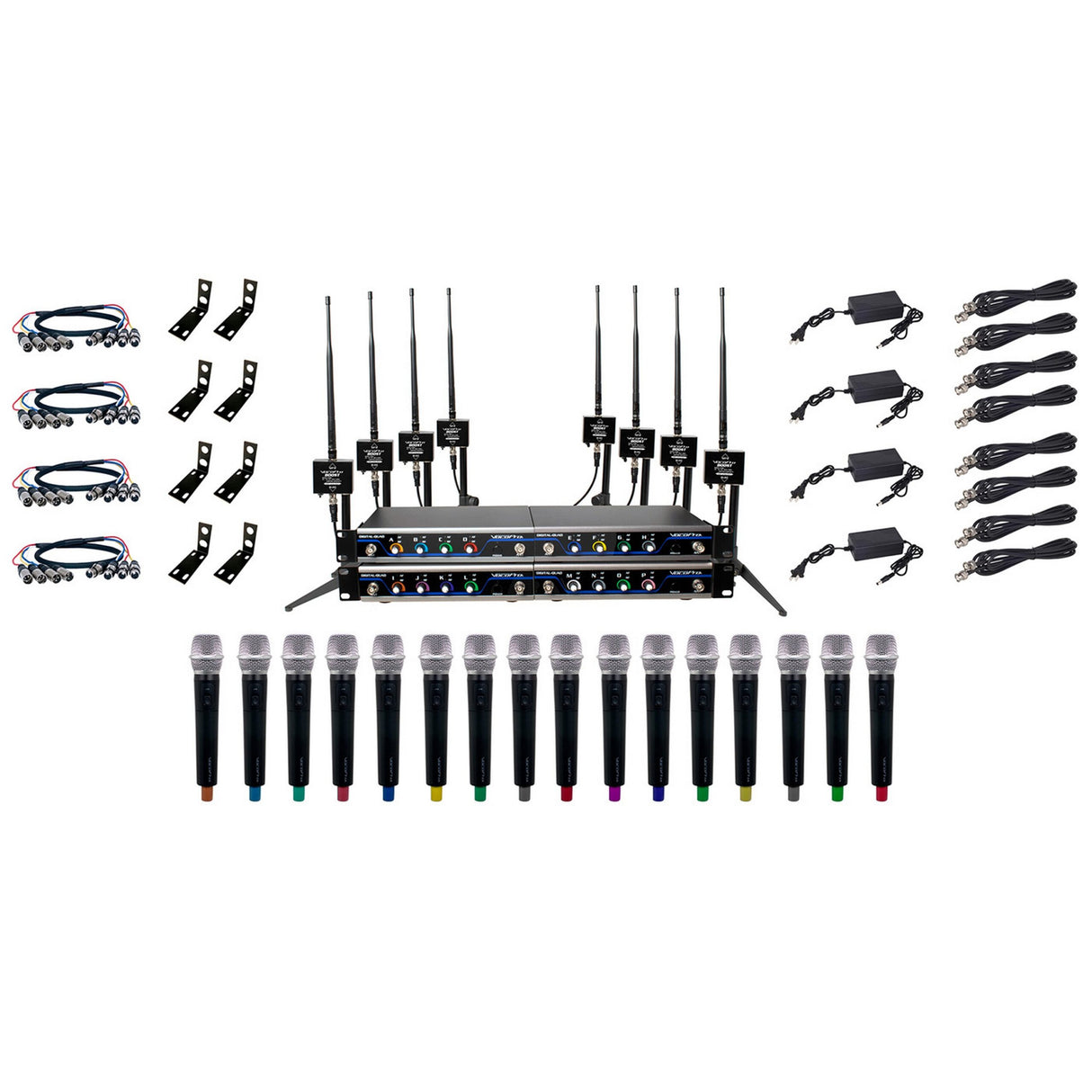 VocoPro BOOST-ACAPELLA-16 Long-Range Digital Wireless Microphone System 16 Set
