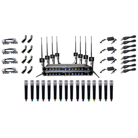 VocoPro BOOST-ACAPELLA-16 Long-Range Digital Wireless Microphone System 16 Set