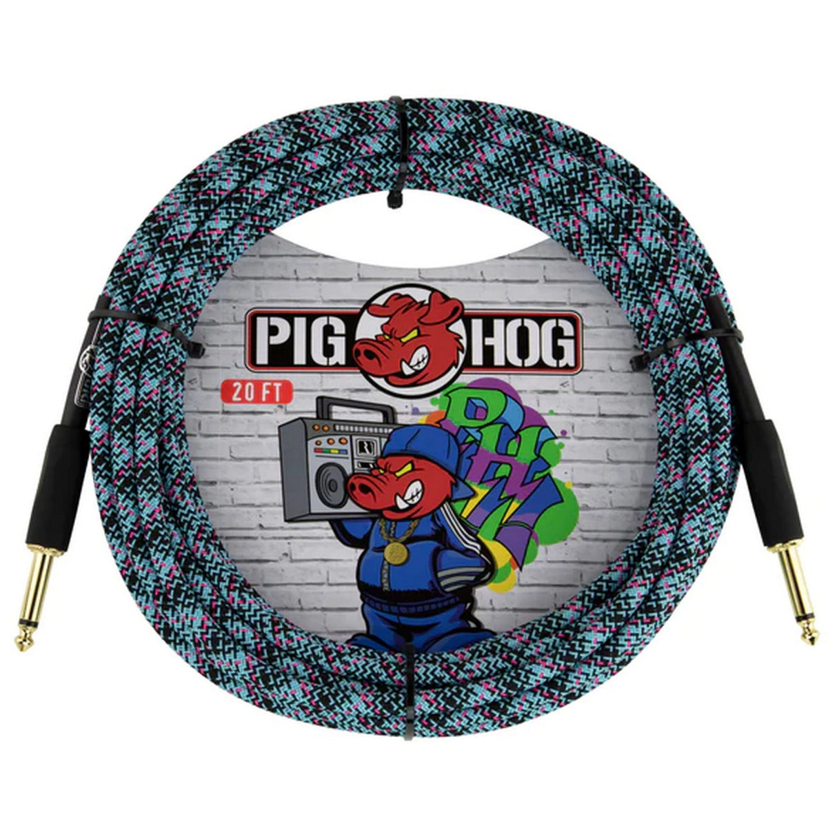 Pig Hog PCH20GBL Blue Graffiti Instrument Cable 20-Feet Straight