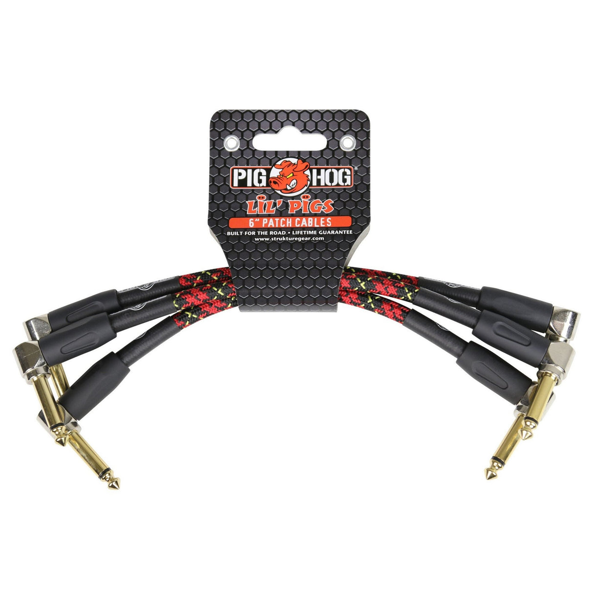 Pig Hog PHLIL6PL ’Tartan Plaid’ 6-Inch Patch Cables 3-Pack