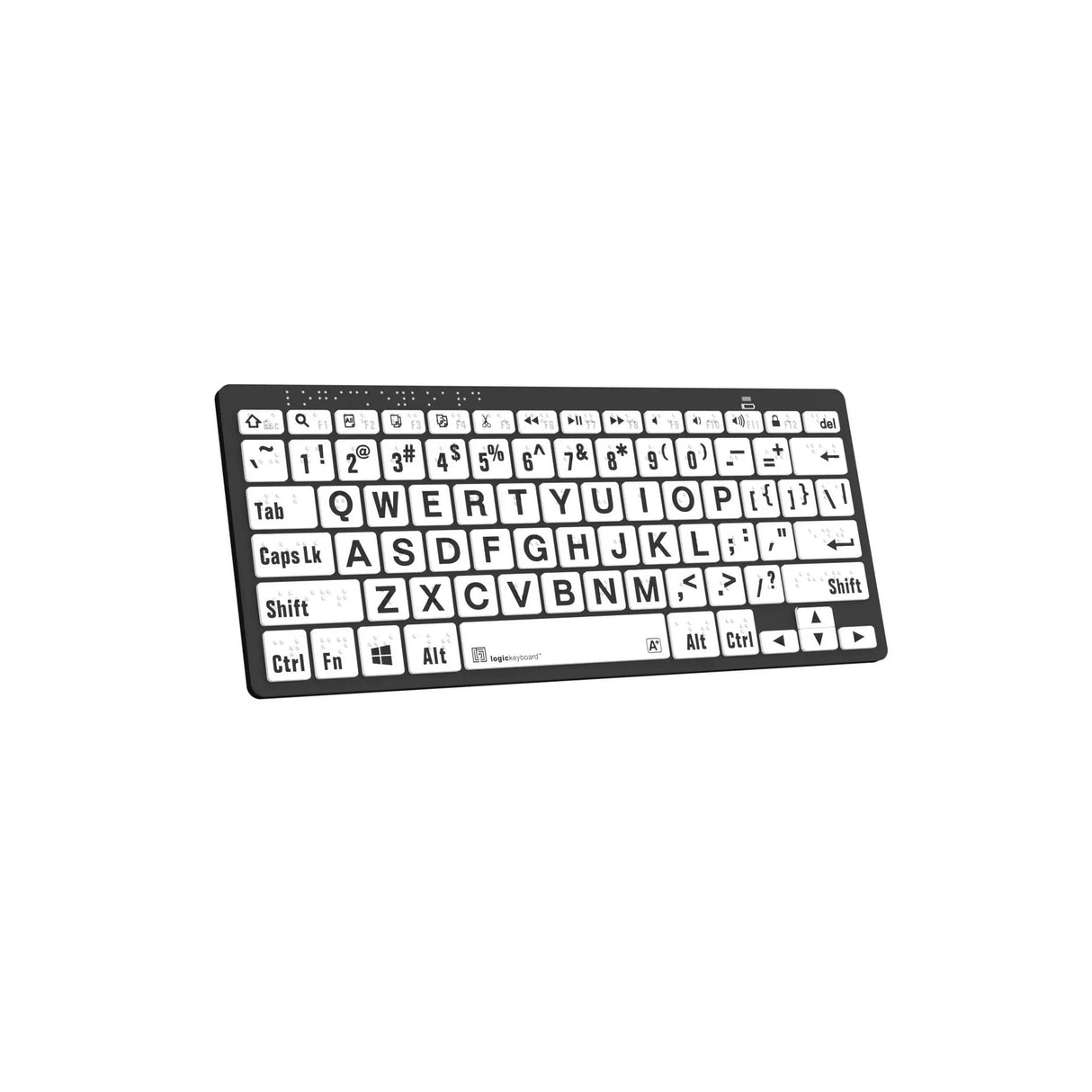 Logickeyboard LKB-BRALPBW-BTPC-US Braille LargePrint Black/White PC Keyboard, US English