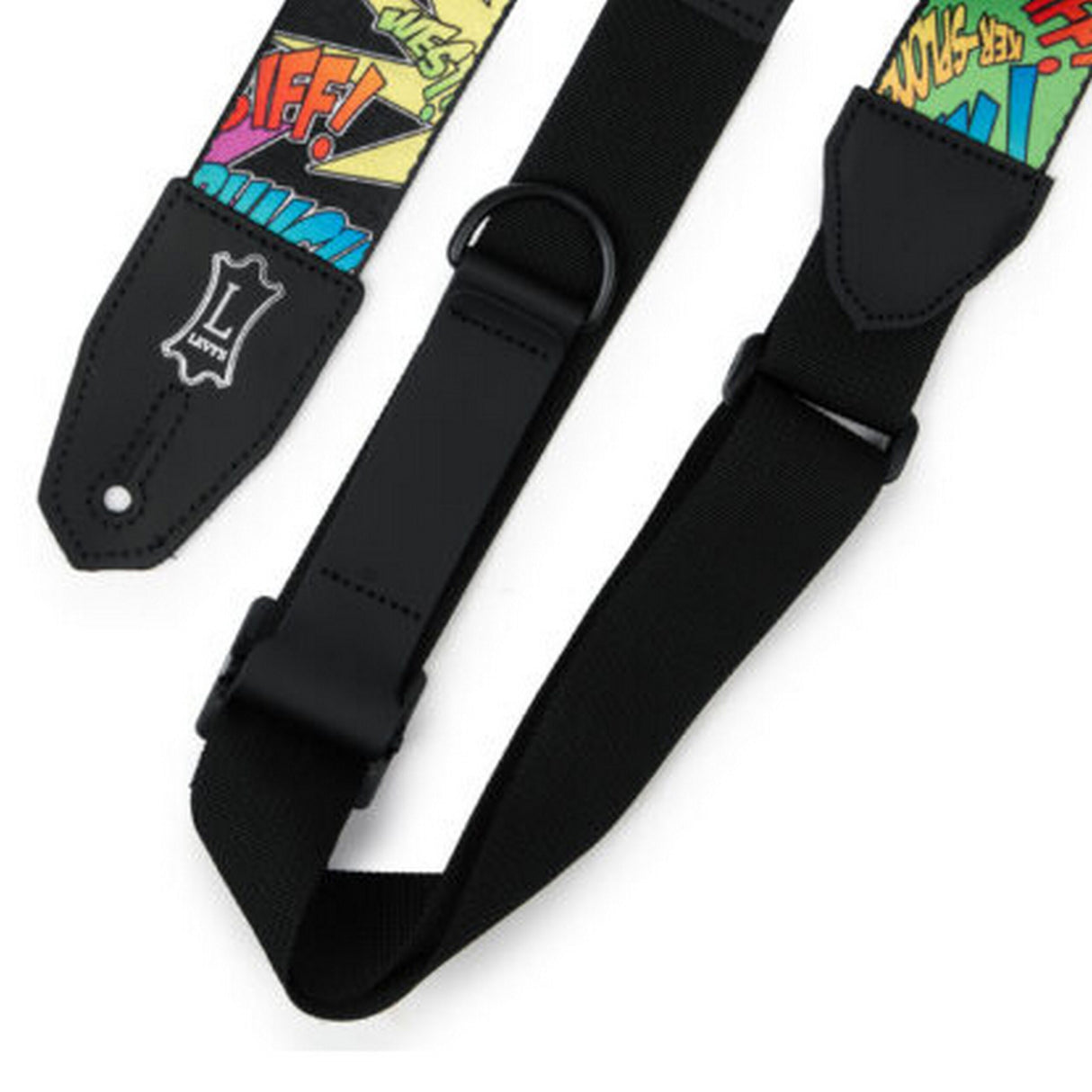 Levy’s Right Height 2-Inch Wide Polyester Guitar Strap with Comic Book Onomatopoeia Motif - accessories