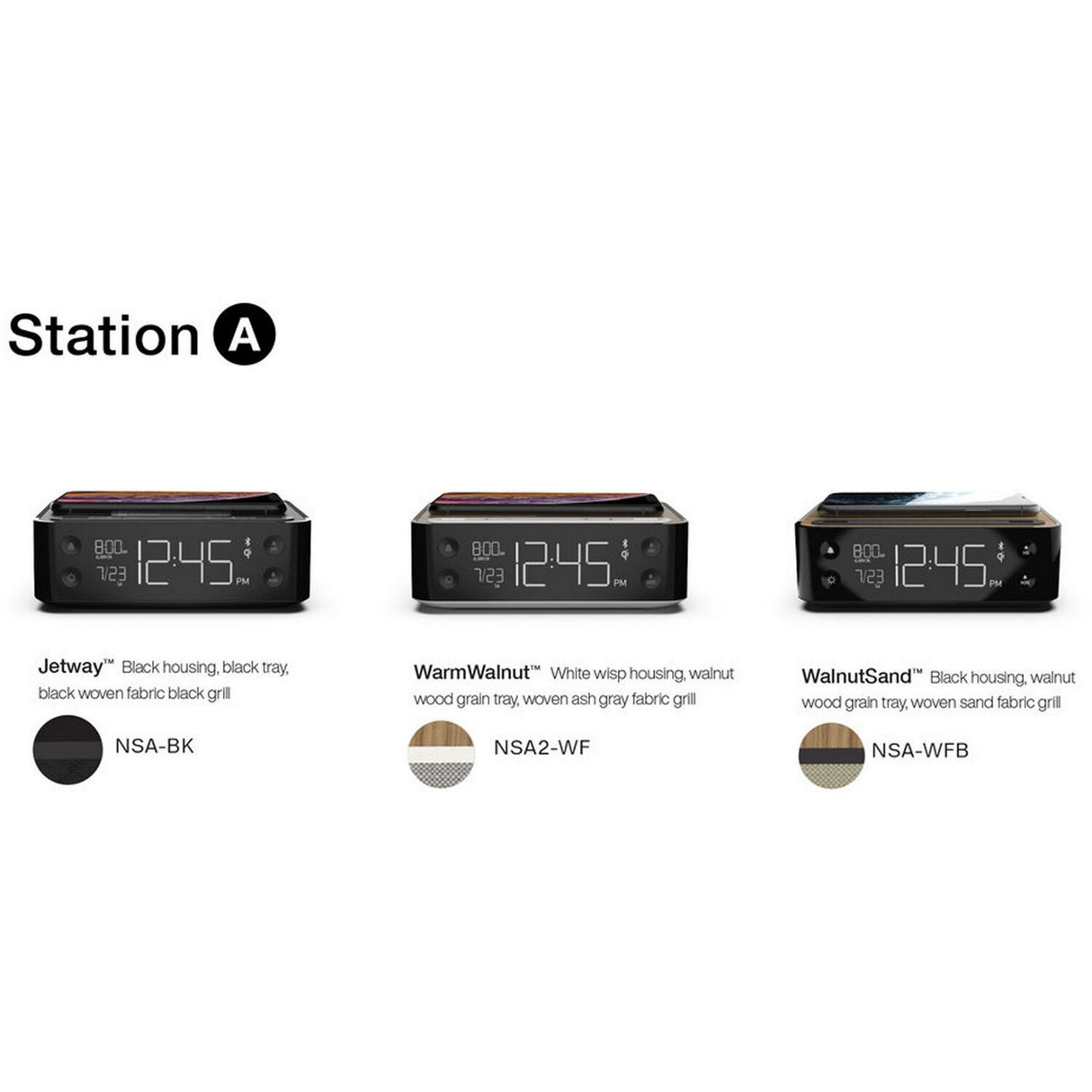 Nonstop Station A Bluetooth Alarm Clock Charging Station, Black