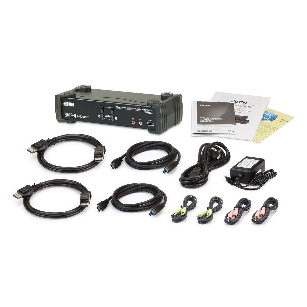 ATEN CS1922M 2-Port USB 3.0 4K DisplayPort MST KVMP Switch