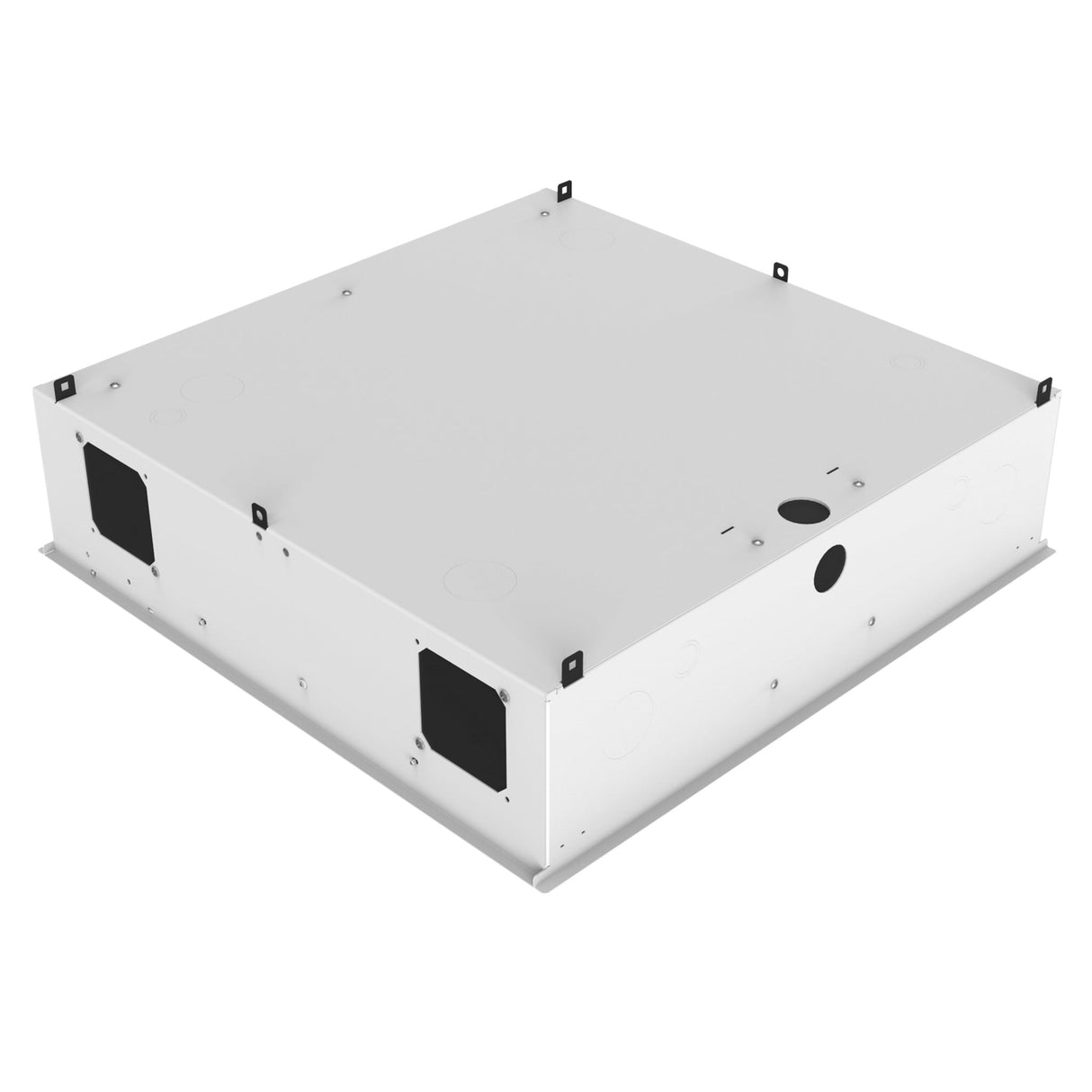 AtlasIED CR222 Series Ceiling-Mount Racks with 2RU Half-Width AmbiTILT Shelf and Integrated AC Power Pack