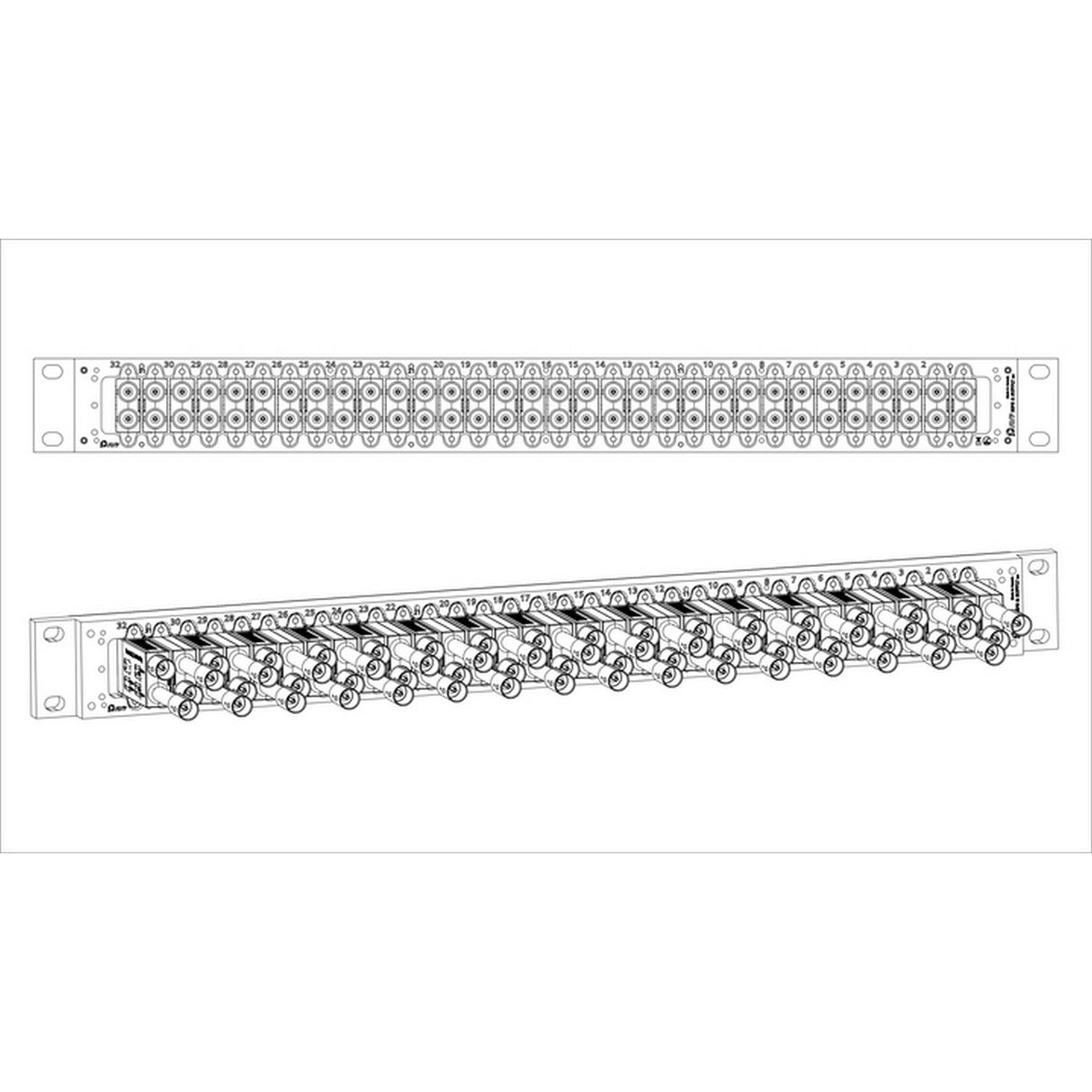AVP D232E1-AMN75-BZ 1 RU Midsize Mini-WECO Video Patch Panel 2 x 32