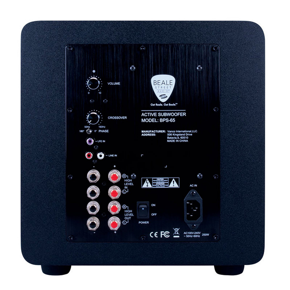 Beale Street Audio BPS-65 Active 6.5-Inch In-Room Subwoofer with 200W Built-In Amplifier Black