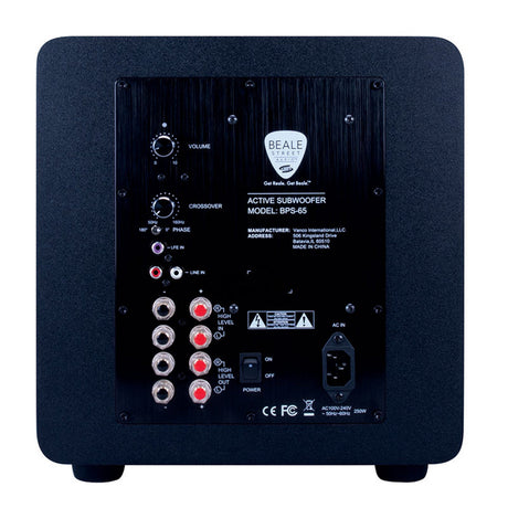 Beale Street Audio BPS-65 Active 6.5-Inch In-Room Subwoofer with 200W Built-In Amplifier Black