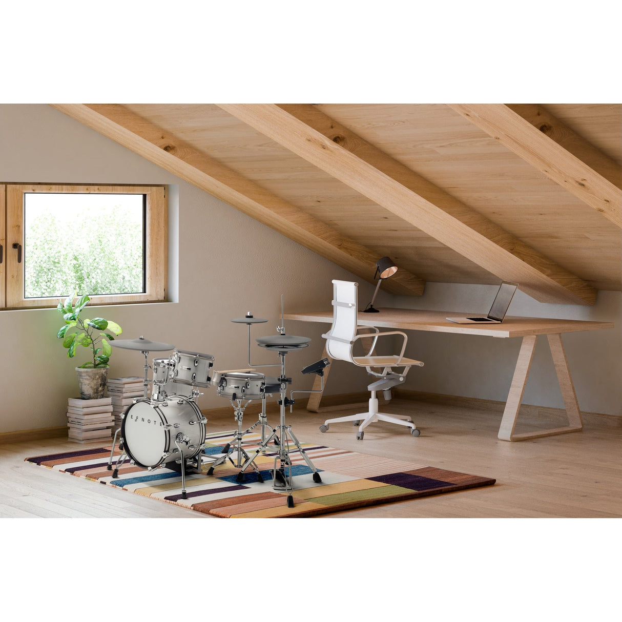 EFNOTE mini Acoustic Designed Electronic Drum Set, White Sparkle Finish