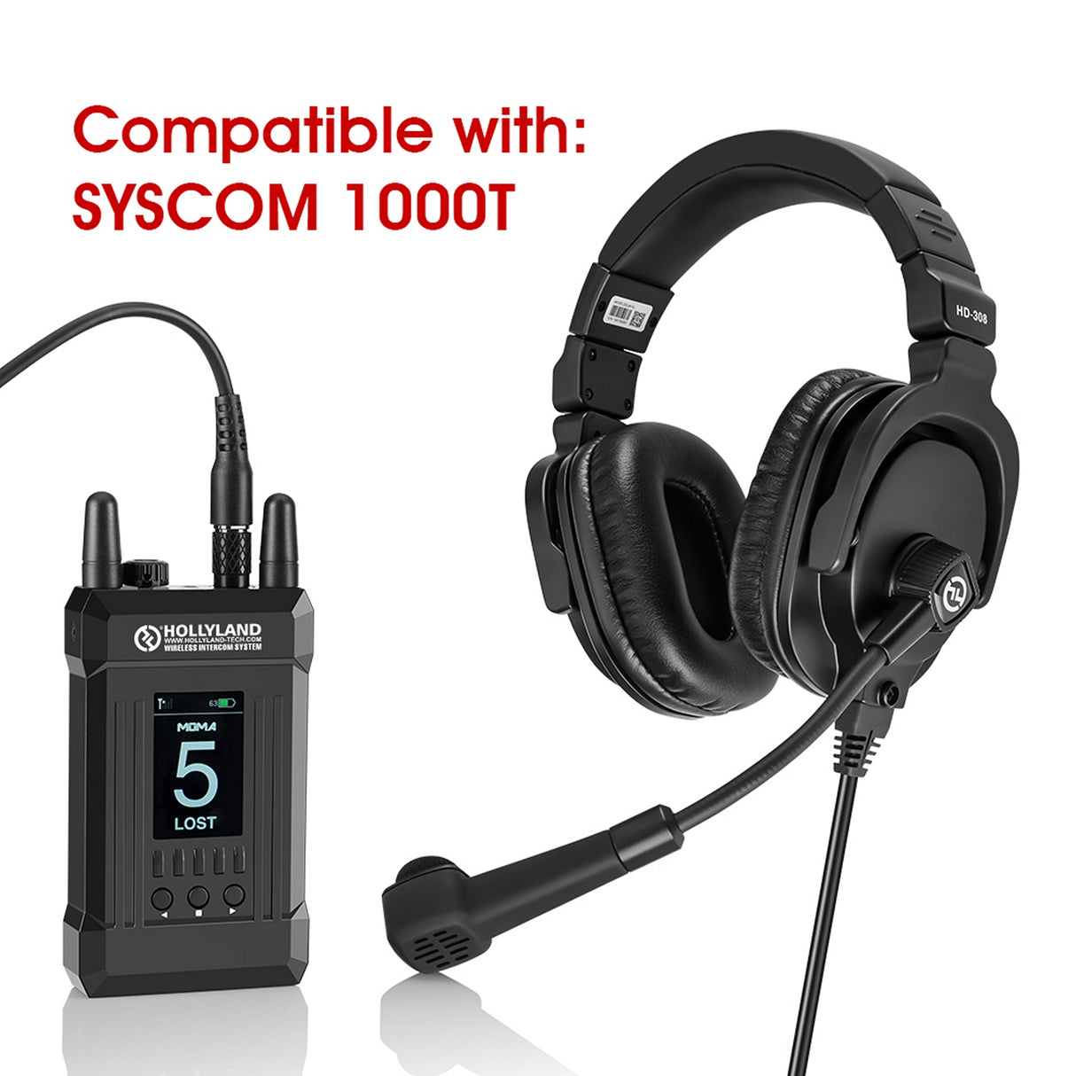 Hollyland LDDS-Headset-S1000T LEMO Dynamic Double-Sided Headset for Syscom 1000T