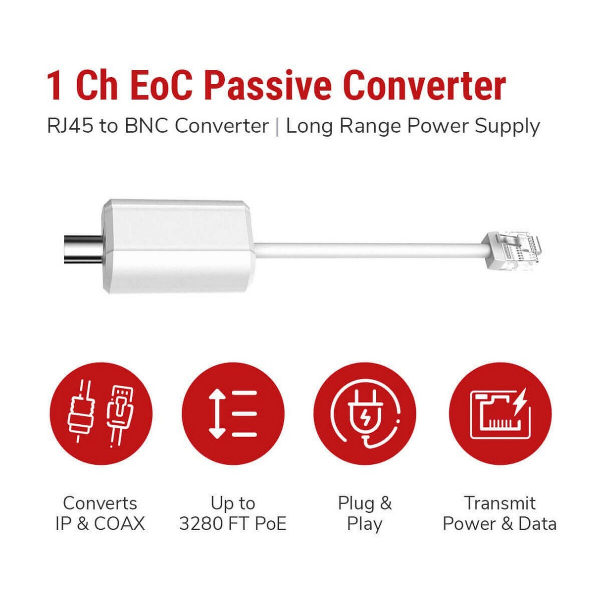IC Realtime IVB-EOC-102 Ethernet-over-COAX Passive Converters Pair