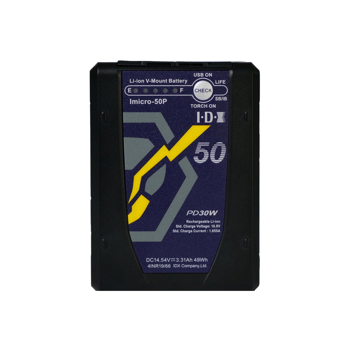 IDX IMICRO‑50P 49Wh Camera Battery with USB‑C PD and D‑Tap, V-Mount