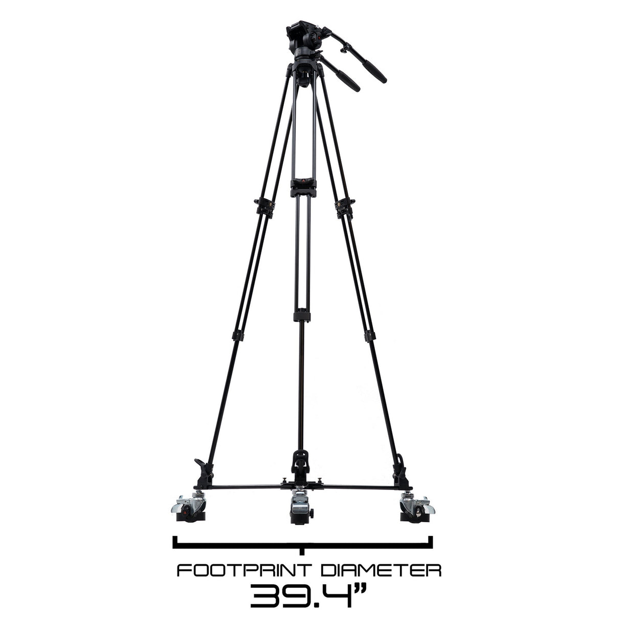 Ikan EG780A2D 2-Stage Aluminum Fluid Head Tripod Kit with Dolly and Adjustable Drag<