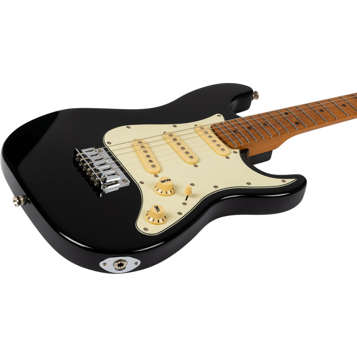 Jet Guitars JS-300 Mini Roasted Maple Electric Guitar, Black Finish