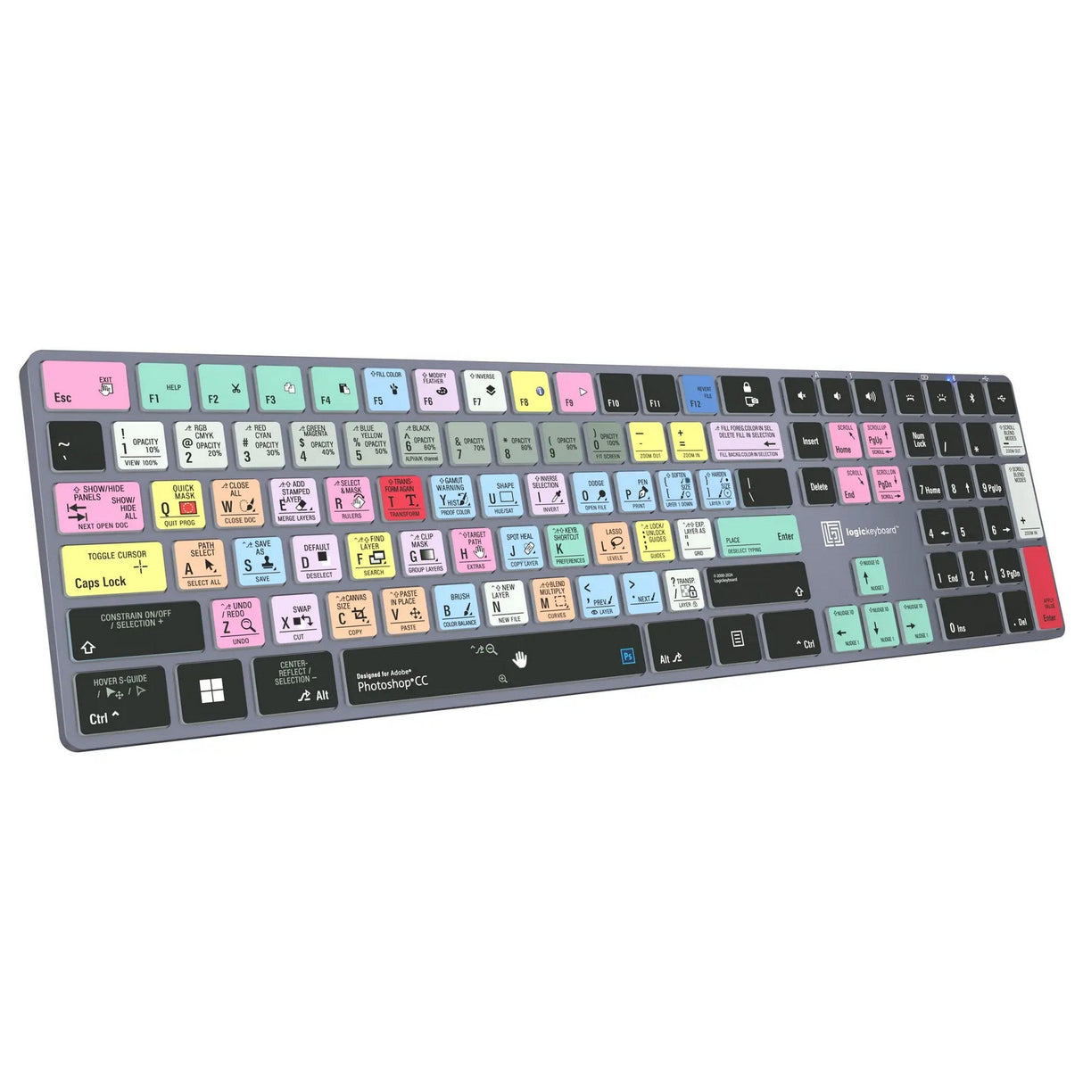 Logickeyboard TITAN Wireless Backlit Keyboard for Adobe Photoshop CC US Windows