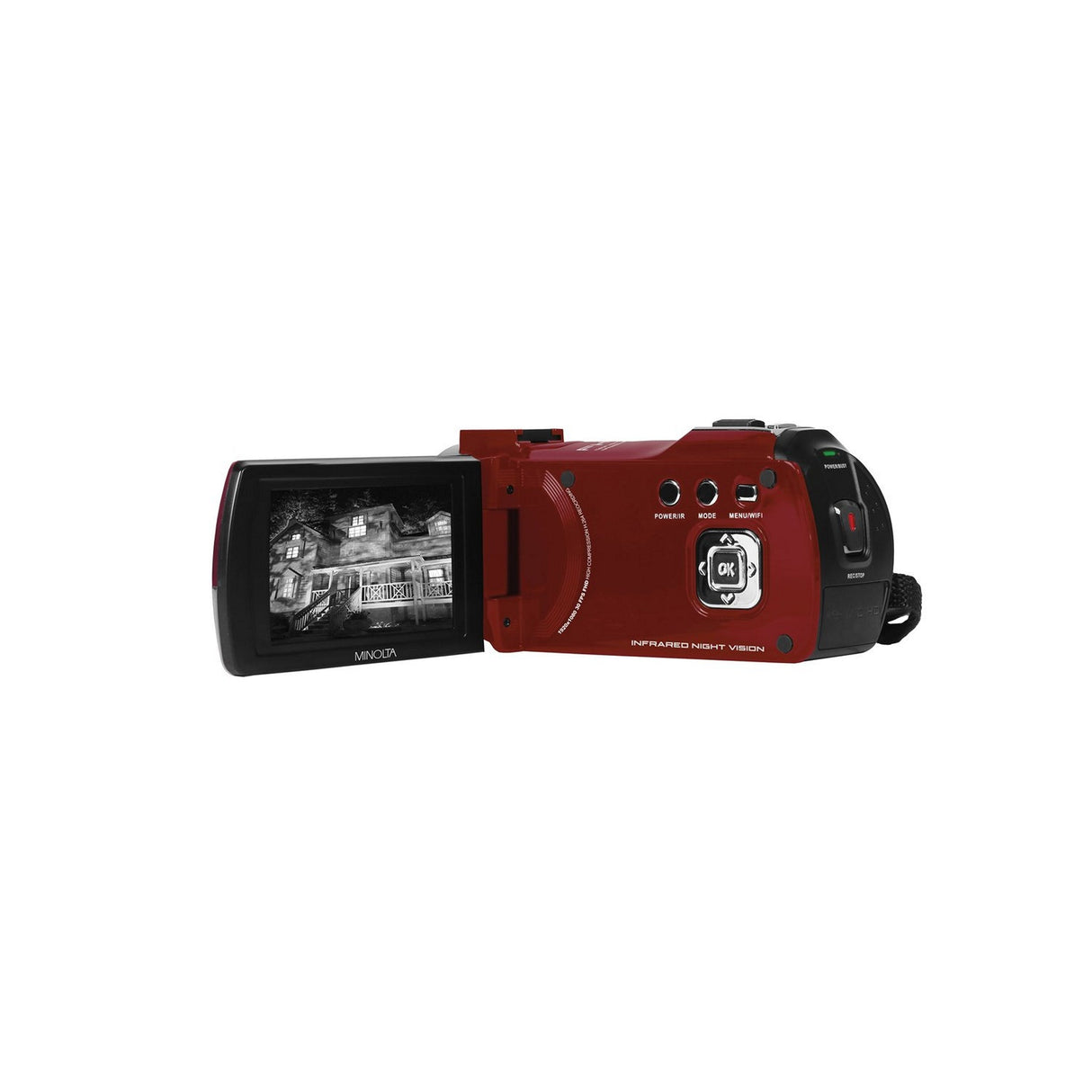 Minolta MN220NV 1080p HD 24 MP Night Vision Digital Camcorder with WiFi Red