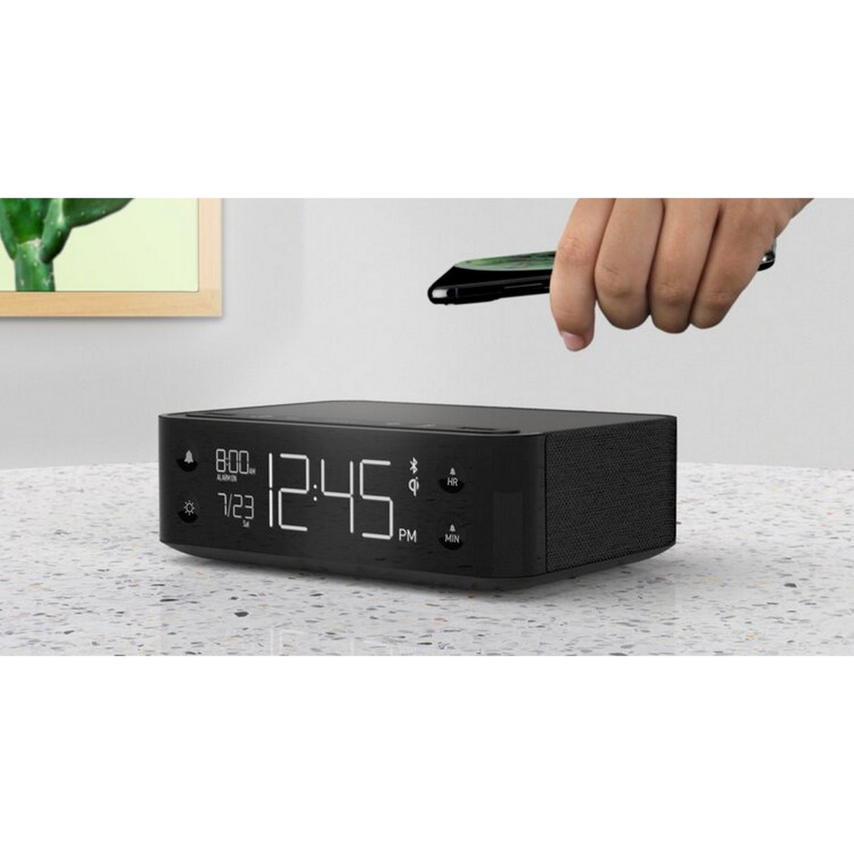 Nonstop Station A Hotel Alarm Clock and White Noise Machine with Qi Wireless Charging