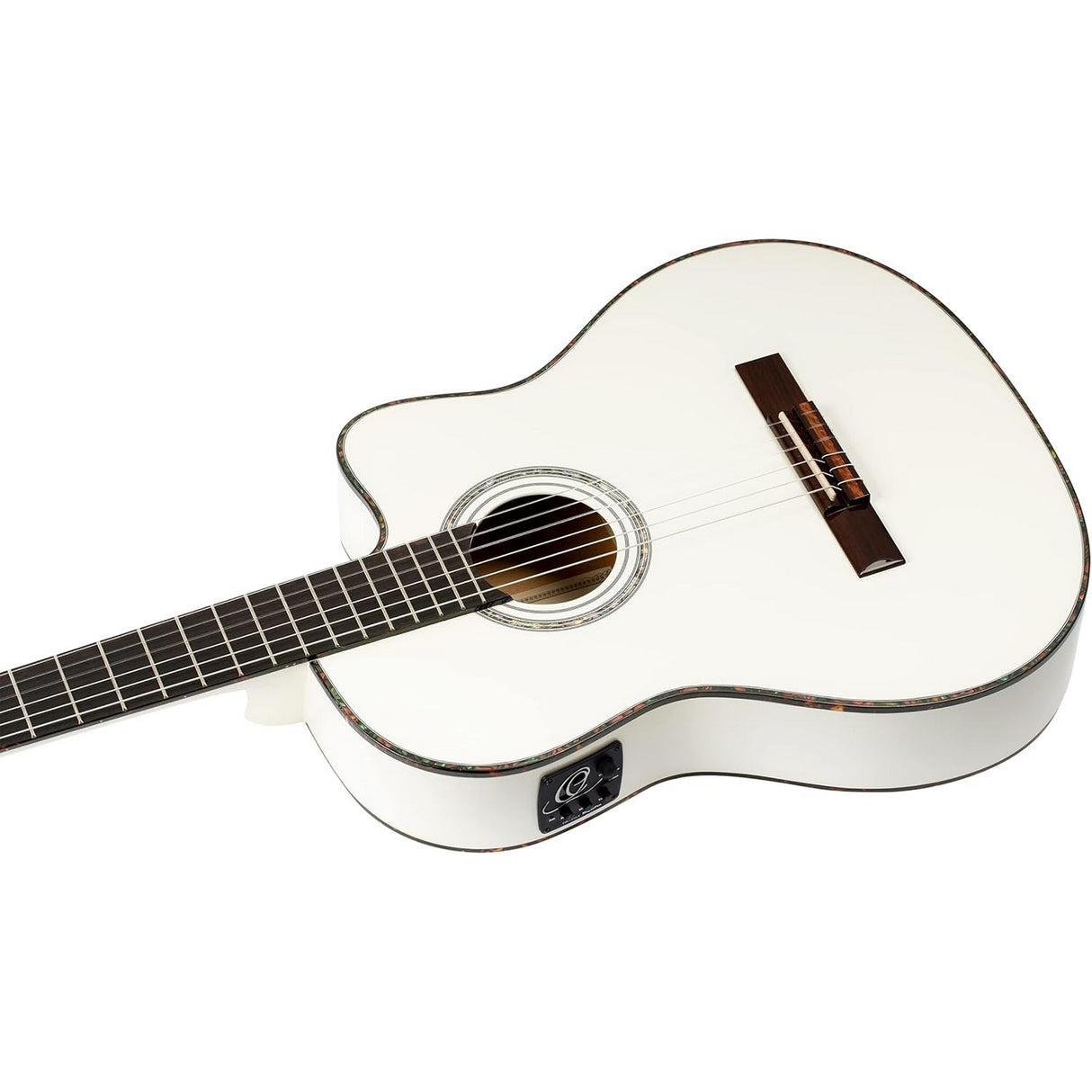 Ortega Guitars RCE145WH Family Series Pro Full Size Acoustic Electric Guitar (White)