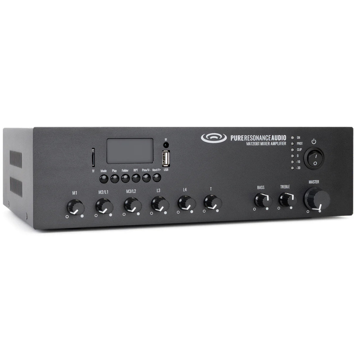 Pure Resonance Audio School Sound System with Dual S5 Weather-Resistant Speakers and MA120BT 120W Bluetooth Mixer Amplifier